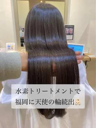 ロング カラー パーマ 盛れる前髪／レイヤー カット／艶髪髪質改善のヘアスタイル