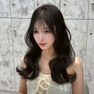 セミロング カラー 新宿/韓国風レイヤー 髪質改善/渋谷直樹のヘアスタイル