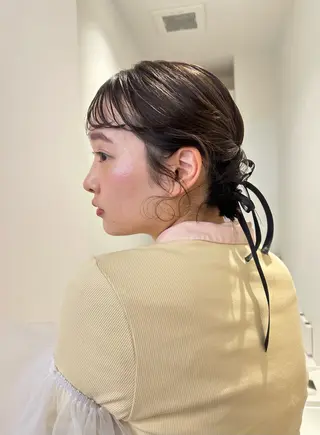 ミディアム ヘアアレンジ くすみカラー🏹🤎 Tsukinaのヘアスタイル