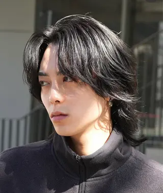 ミディアム パーマ メンズ fifth park 六反穂 龍介のヘアスタイル