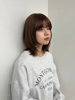 ミディアム 似合わせ/ベージュ /レイヤー/りほ🤍のヘアスタイル