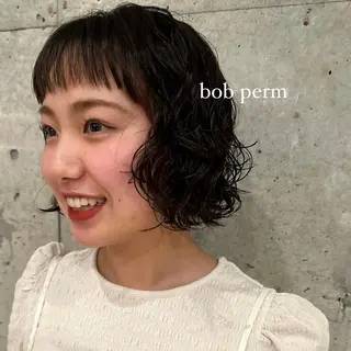 ショート パーマ ボブ/レイヤー/ニュ アンスパーマ/小夏のヘアスタイル