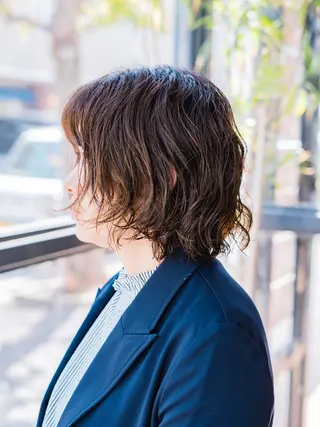 ミディアム パーマ HairCraft.所属・難波 侑希のヘアスタイル