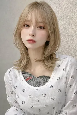 セミロング カラー 岡田 望愛🫧のヘアスタイル