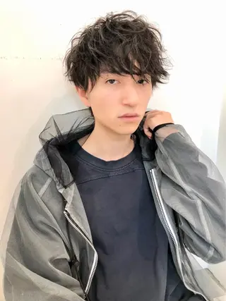 ショート カラー パーマ ヘアアレンジ メンズ キッズ 🟦ニュアンス/メン ズパーマ横浜🟦のヘアスタイル