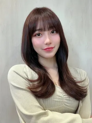 ロング カラー 新宿✨顔周りカット 韓国ヘア/坂本亜裟海のヘアスタイル