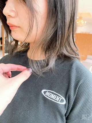 ミディアム カラー ヘアアレンジ 脱白髪染め美容師 竹内涼乃のヘアスタイル