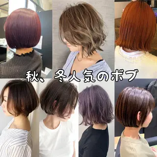 ショート カラー ボブ、縮毛矯正👑 心斎橋/高城涼也のヘアスタイル