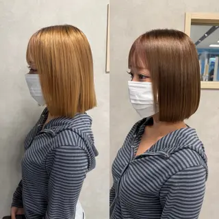 ミディアム カラー パーマ 髪質改善/縮毛矯正 /ブリーチ矯正/岡部のヘアスタイル