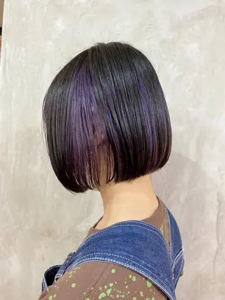 ショート カラー ヘアアレンジ 切りっぱなしボブ/ デザインカラー店長のヘアスタイル