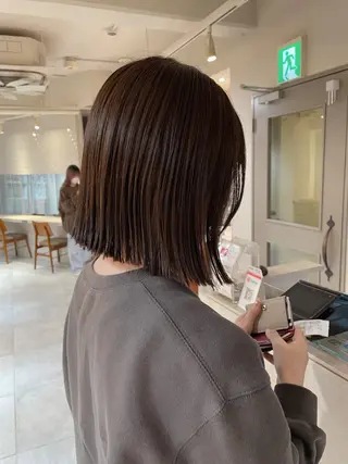 ミディアム 切りっぱなしボブ ソノキユウカのヘアスタイル