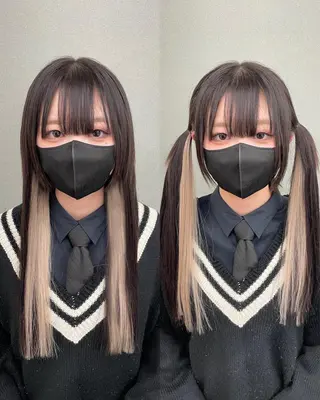 ロング カラー ヘアアレンジ 🎀プルエクステ みまひかる🎀のヘアスタイル