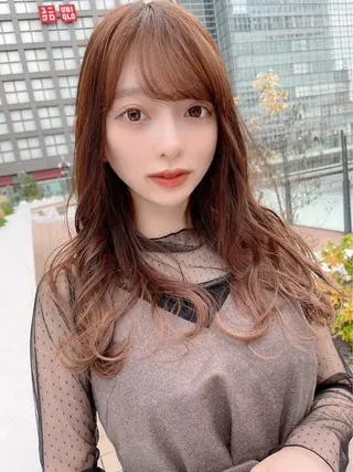 ミディアム カラー ヘアアレンジ 顔周りカット/髪質改 善/新宿/畑中稔里のヘアスタイル