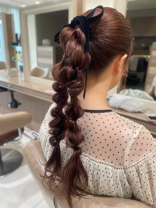 ロング ヘアアレンジ 韓国ヘアメイク🎀/ 縮毛矯正✨山本媛香のヘアスタイル