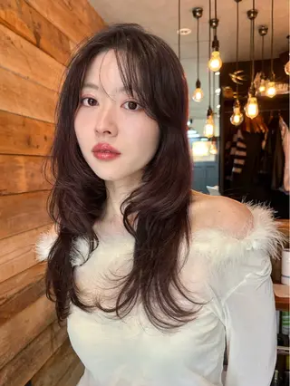 セミロング カラー パーマ レイヤー/透明感/ ブリーチなし/わかなのヘアスタイル