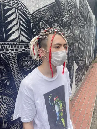 ミディアム ヘアアレンジ メンズ haco+所属・🌈派手髪エクステ ブレイズ🌈ひろとのヘアスタイル