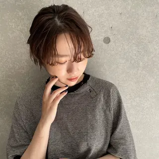 ショート パーマ 暖色/くびれヘア/ Misakiのヘアスタイル