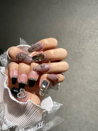 ネイル I-nailロング /ワンホン/キラキラのネイルデザイン