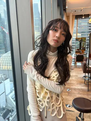 ロング パーマ 似合わせカット‪// 鶴我万唯華のヘアスタイル