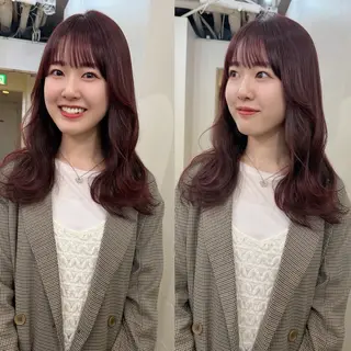 セミロング カラー 透明感カラー/顔周り 臼井逸美のヘアスタイル