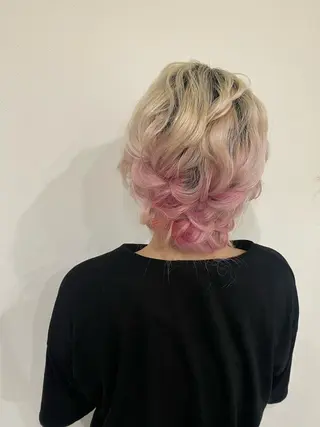 ショート ヘアアレンジ ブリーチなしベージュ /ヘアセット/ミユのヘアスタイル