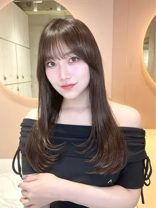 セミロング カラー 美髪矯正 ブリーチな しダブル🍒❤ゆうきのヘアスタイル