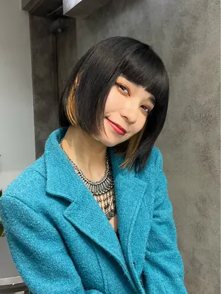 カラー 顔まわり/ボブウルフ 🤍愛唯(めい)のヘアスタイル