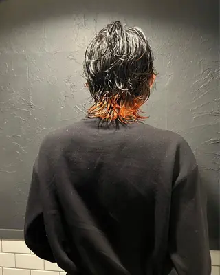 ミディアム パーマ メンズ 退色まで透明感ある ダブルカラー/リクのヘアスタイル