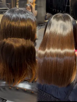 ミディアム ブリーチなしWカラー あずさのヘアスタイル