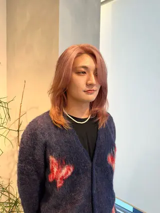 ミディアム カラー メンズ 渋谷レイヤーカット/ 暖色艶カラー🩵高橋のヘアスタイル