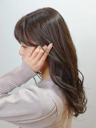 カラー セミロング ✨ブリーチなし透明感 カラー✨ゆりかのヘアスタイル