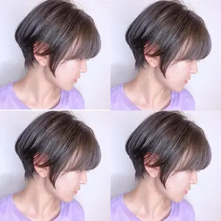 ショート カラー 韓国レイヤーカット/ ダブルカラーのヘアスタイル