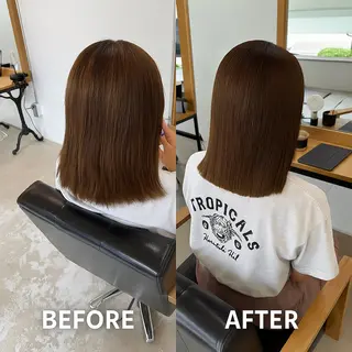 ミディアム ひろし/髪質改善/ 縮毛矯正/透明感✨のヘアスタイル