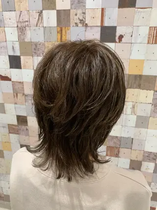 ミディアム カラー パーマ 上村 将人のヘアスタイル