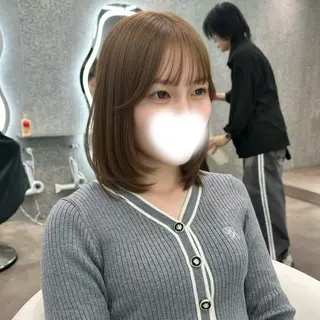 セミロング カラー ヘアアレンジ ブリーチなしW🎀 髪質改善／はのんのヘアスタイル