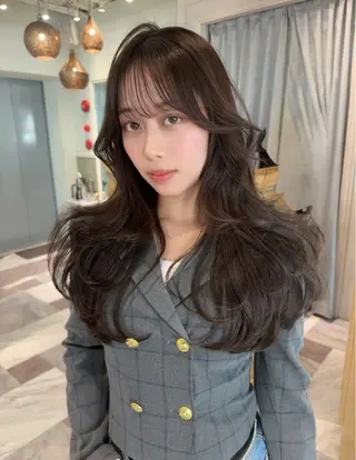 ミディアム カラー 木屋元一/透明感 /前髪/韓国ヘアのヘアスタイル