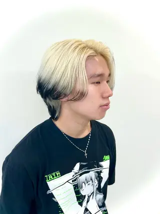 ミディアム カラー メンズ ブリーチカラー🦋‪ 田中さくらのヘアスタイル