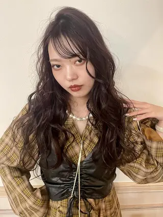 ロング パーマ 松本/艶カラー/ ブリーチ/村岡 彩優のヘアスタイル