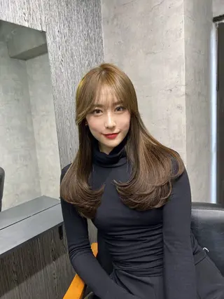 ロング カラー ヘアアレンジ レイヤー／顔周り 韓国ヘア森田和貴のヘアスタイル