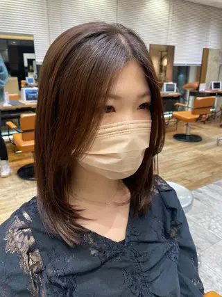 ミディアム カラー 顔周り/くびれヘア 韓国ヘア💕風間るなのヘアスタイル