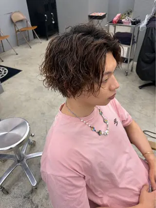 ミディアム パーマ メンズ メンズ専門サロン wokeのヘアスタイル
