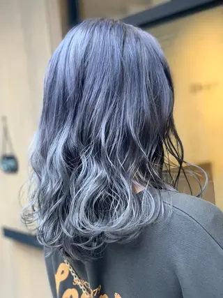 ミディアム カラー ヘアアレンジ 髪質改善×ハイトーン 中田啄也のヘアスタイル