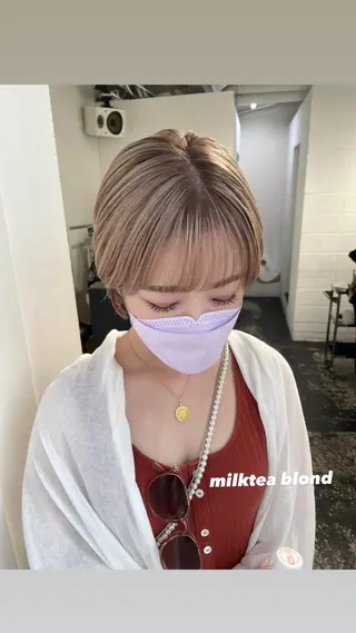 ショート カラー パーマ ヘアアレンジ メンズ キッズ ネイル マツエク・マツパ アイブロウ 艶ハイトーン/ヘア アレンジAYAKAのヘアスタイル