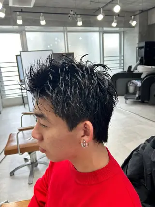 メンズ カズキ🌼曲がる縮毛 ／くせ毛パーマのヘアスタイル