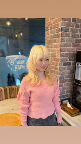 セミロング カラー ウルフレイヤー エクステ/kokiのヘアスタイル