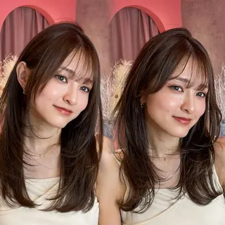 セミロング カラー 山崎/ボブ縮毛矯正 レイヤー髪質改善のヘアスタイル