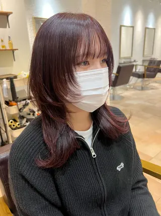 セミロング カラー 🥀韓国ヘア🥀 宮津真菜のヘアスタイル