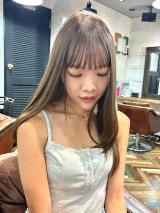 ロング カラー パーマ レイヤー/透明感/ ブリーチなし/わかなのヘアスタイル