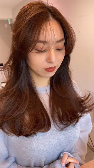 ロング Loom.by Sea【新宿】所属・暖色カラー/新宿/韓 国風レイヤー鮫島志穂のヘアスタイル