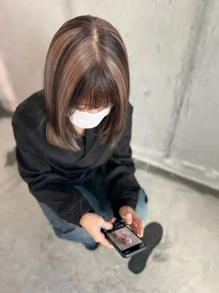 セミロング カラー Mariana雛/ 西大分/ハイライトのヘアスタイル